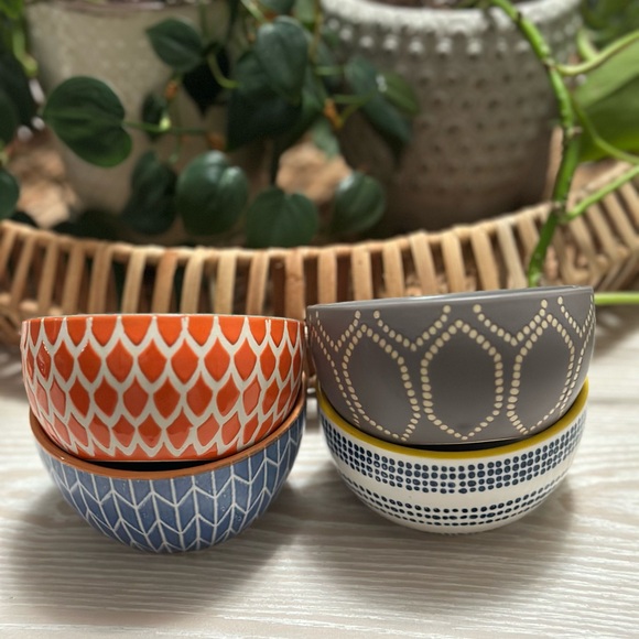Threshold set of 4 Multicolor Ceramic Bowls Set 4β x 2β - Picture 2 of 5